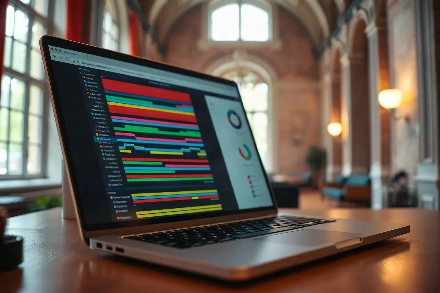 Open laptop angled on a work surface