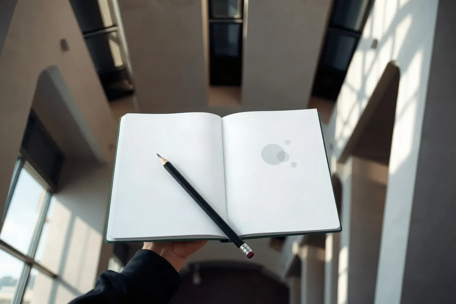 A mechanical pencil resting across an open notebook mid-annotation