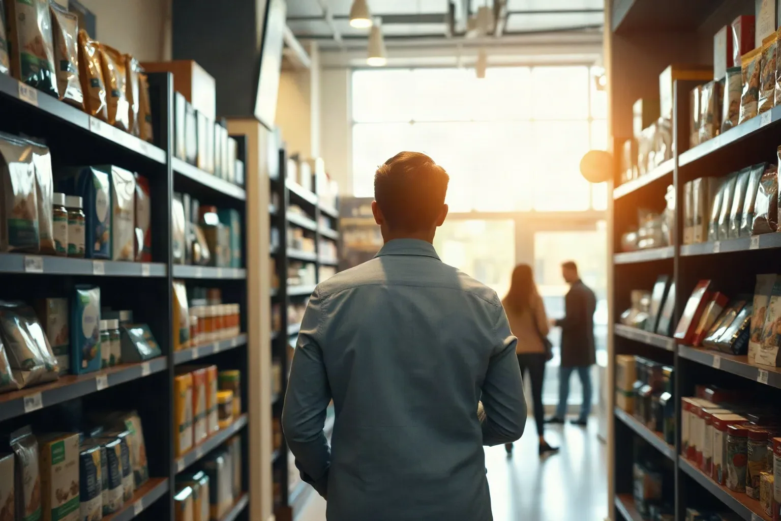 Neatly stocked retail shelf