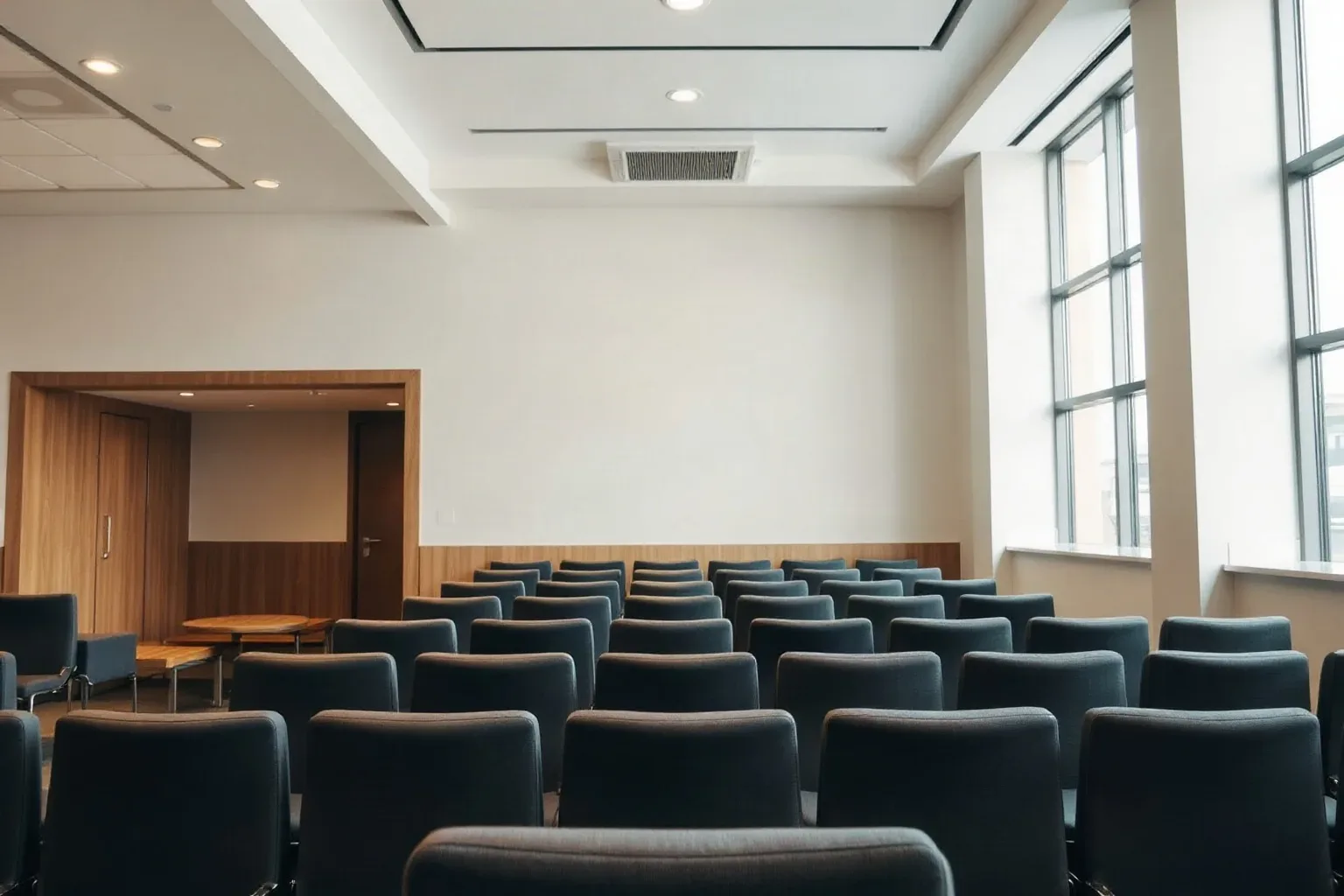 Upholstered waiting-room chairs in a professional service suite